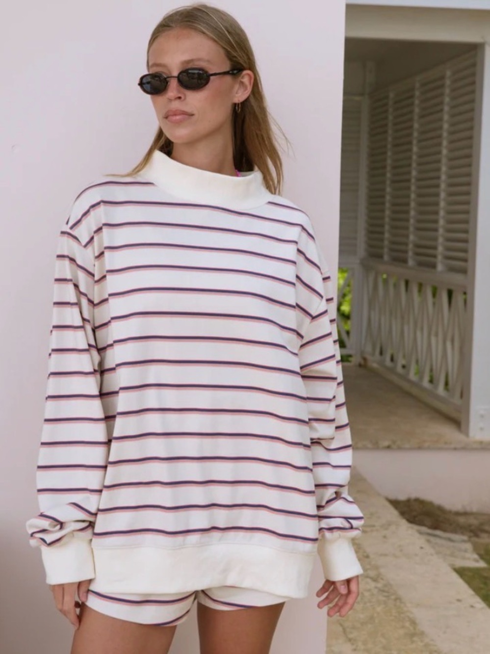PARKE Striped Mockneck Pullover